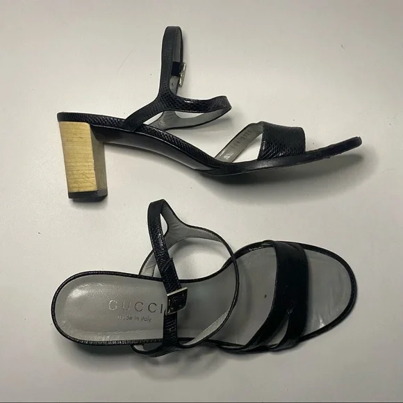 Gucci Black Block Heel Ankle Strap Sandal - Picture 6 of 16